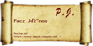 Pacz János névjegykártya